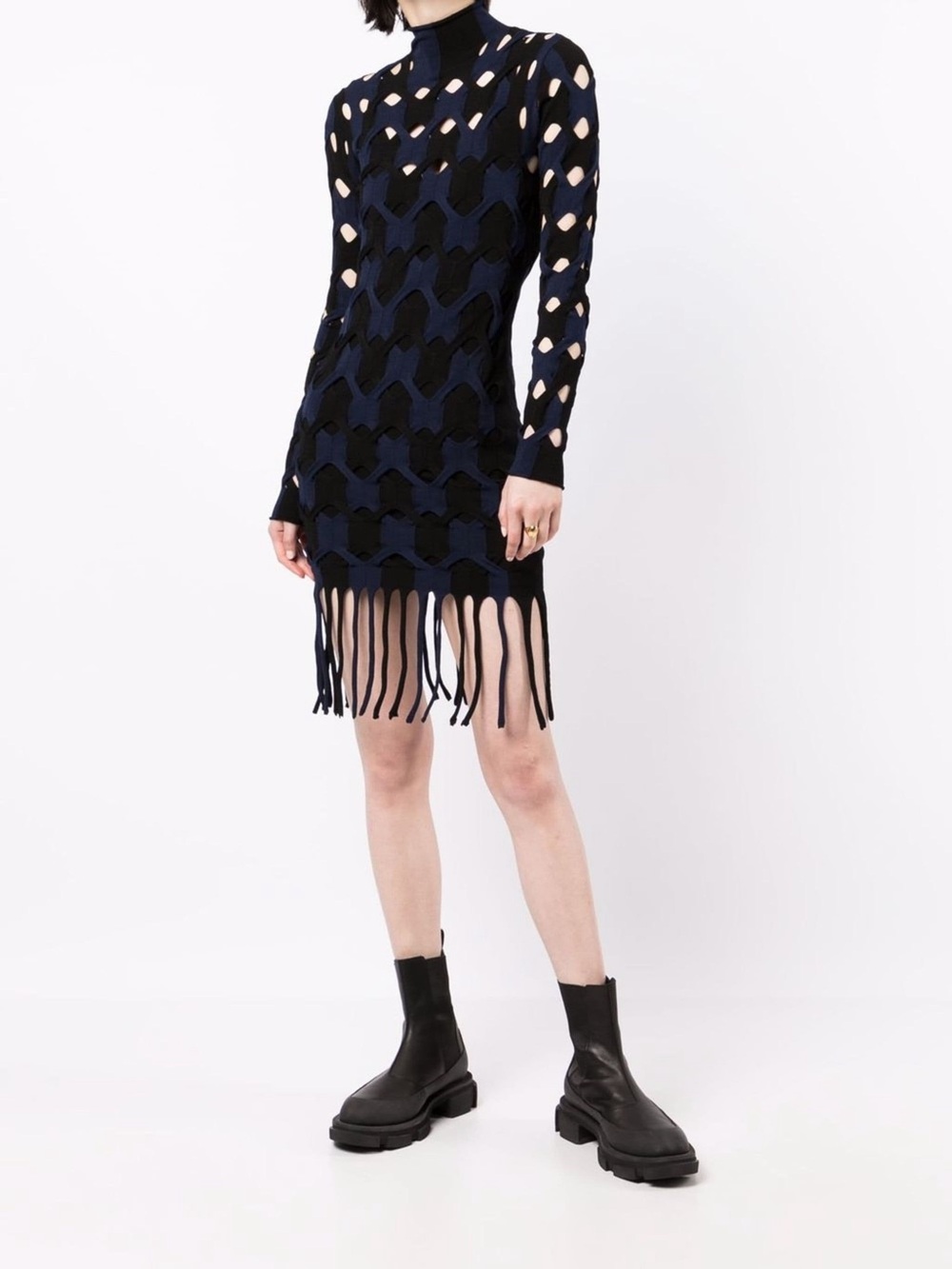 Dion Lee New Two Tone Cable Fringe Dress Size AUS S/M